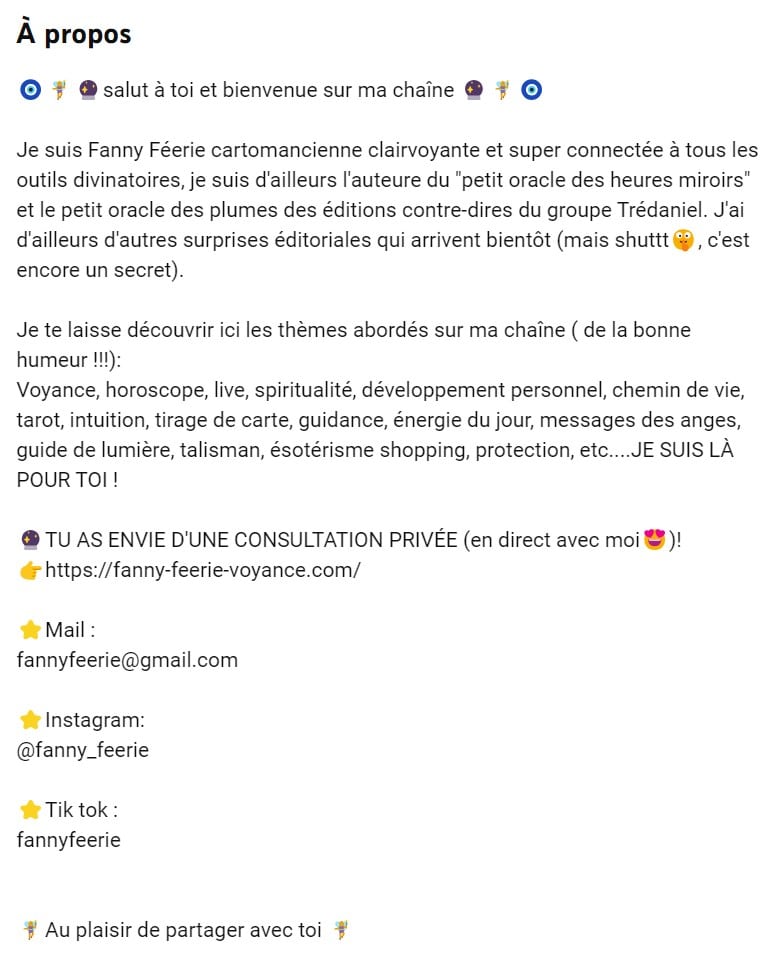 Fanny Féérie Sa chaîne ses réseauxé